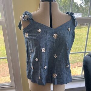 J. Crew linen beaded shirt